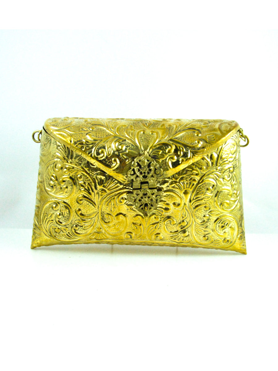 Gold Metal Clutch bag - Desi Royale