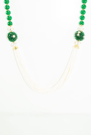 Mehnaaz Necklace Set With Sterling Emerald Beads - Desi Royale