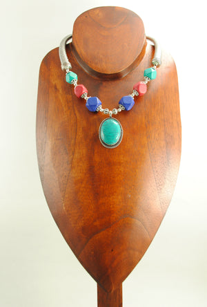 Turquoise Alpana Necklace Set - Desi Royale