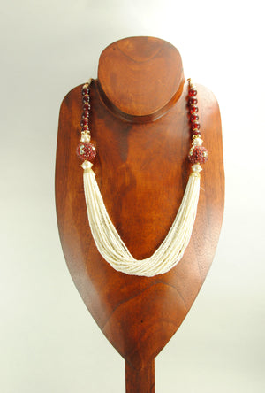 Benazir Necklace Set With Sterling Ruby Beads - Desi Royale