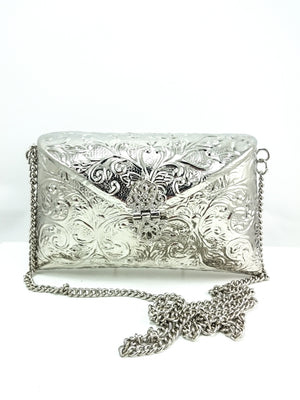 Silver metal Clutch - Desi Royale